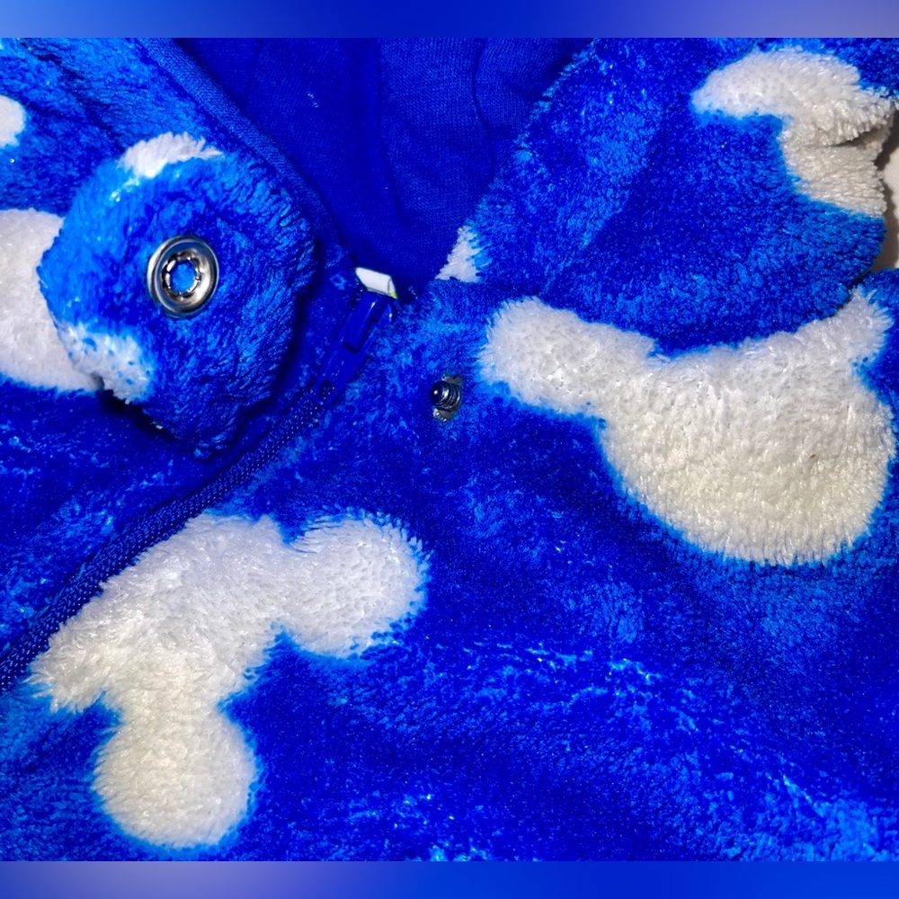 Disney Baby 3 month one piece snow suit hooded footed Mickey Mouse blue - Picture 4 of 10